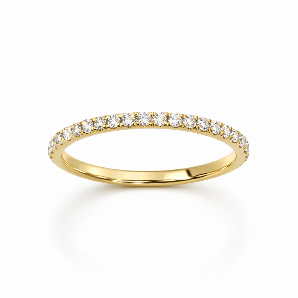 9ct Yellow Gold Natural Diamond Ring 0.29ct – 19 Round Cut Claw Set Band - AURG1994
