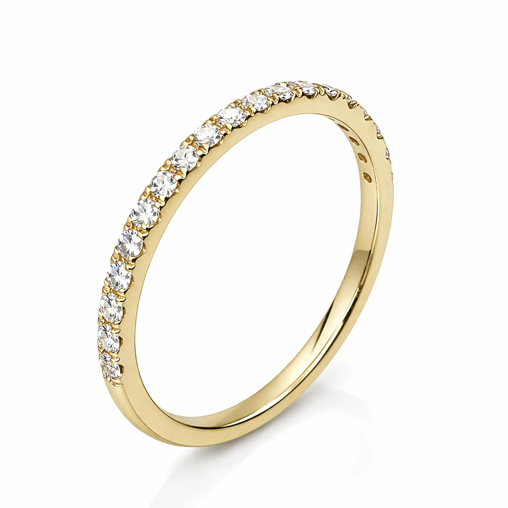 9ct Yellow Gold Natural Diamond Ring 0.29ct – 19 Round Cut Claw Set Band - AURG1994