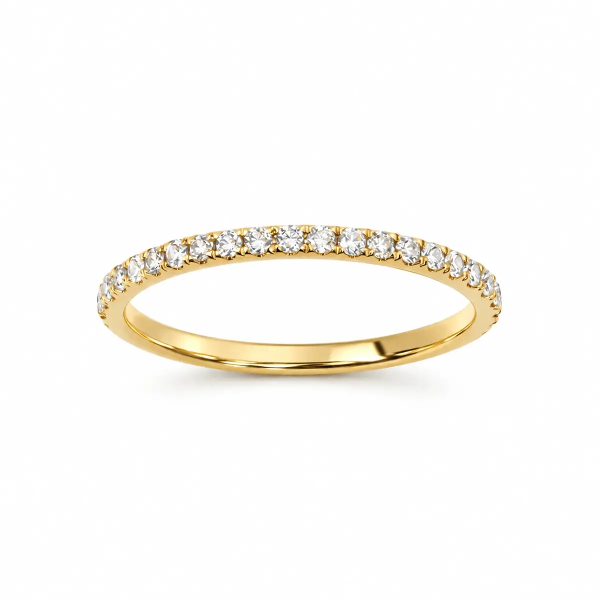9ct Yellow Gold Natural Diamond Ring 0.29ct – 19 Round Cut Claw Set Band - AURG1994