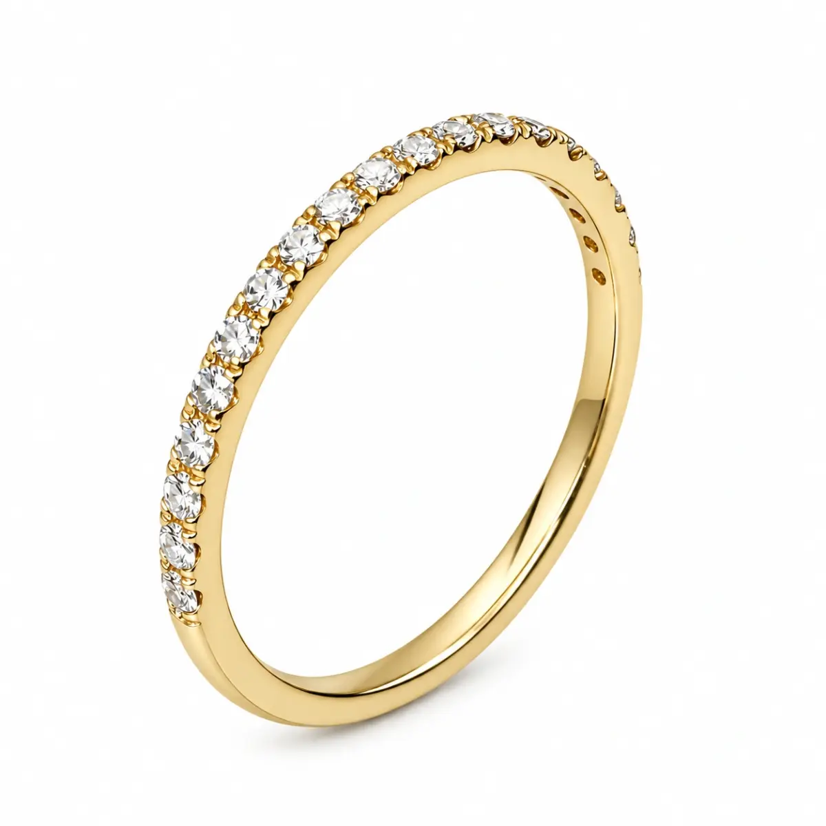 9ct Yellow Gold Natural Diamond Ring 0.29ct – 19 Round Cut Claw Set Band - AURG1994