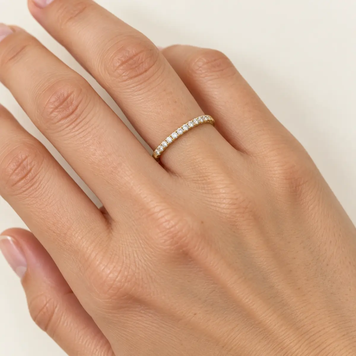 9ct Yellow Gold Natural Diamond Ring 0.29ct – 19 Round Cut Claw Set Band - AURG1994