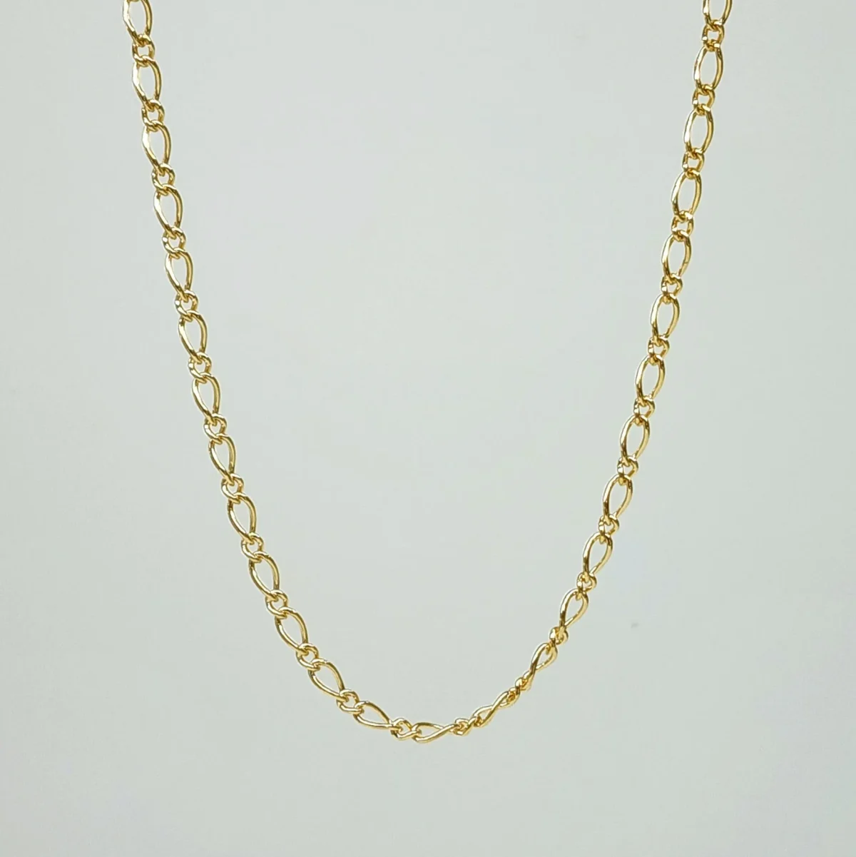 9ct Yellow Gold Oval Figaro 60 Gauge 1/1 Chain - 60cm