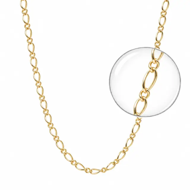 9ct Yellow Gold Oval Figaro 60 Gauge 1/1 Chain - 60cm