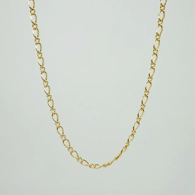 9ct Yellow Gold Oval Figaro 60 Gauge 1/1 Chain - 60cm