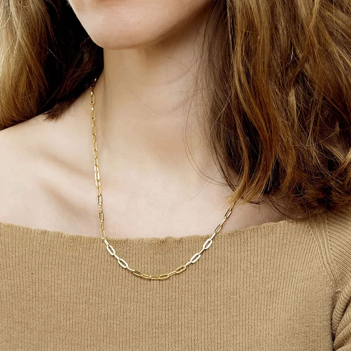 9ct Yellow Gold Oval Paperclip Link Chain