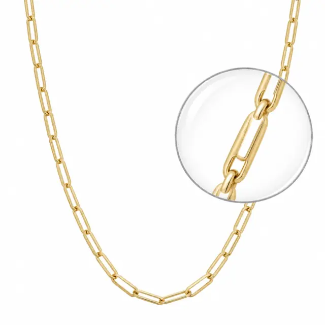9ct Yellow Gold Oval Paperclip Link Chain