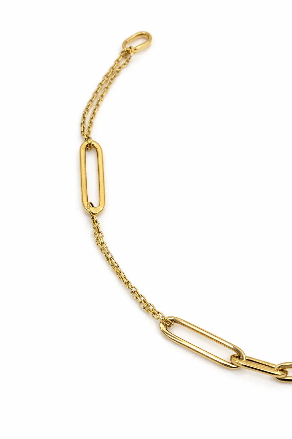9ct Yellow Gold Paperclip Style Double Trace Bracelet 19cm with Parrot Clasp - X6FORB10606