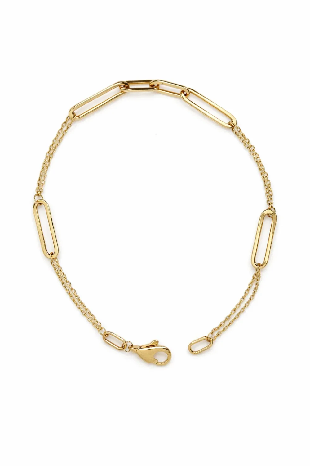 9ct Yellow Gold Paperclip Style Double Trace Bracelet 19cm with Parrot Clasp - X6FORB10606