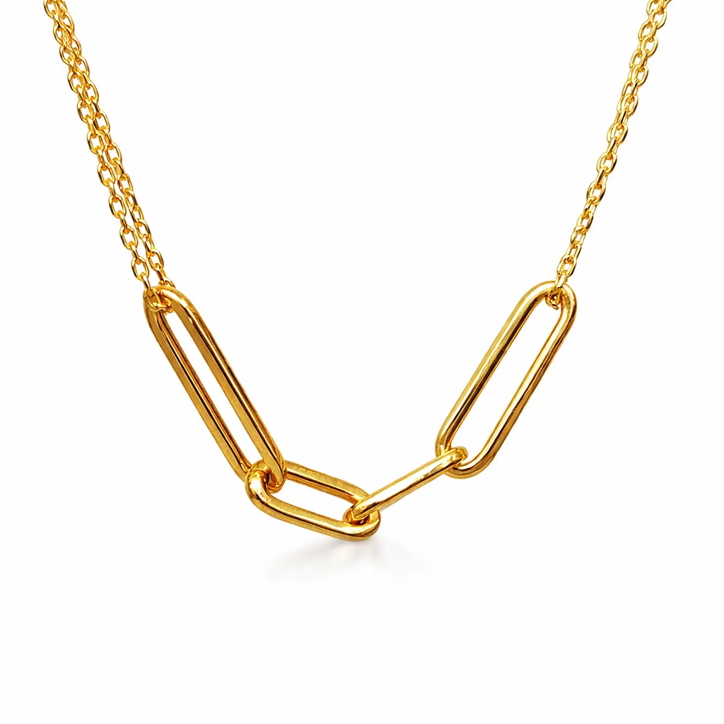 9ct Yellow Gold Paperclip Style Double Trace Necklace 45cm with Parrot Clasp - X6FORNB10606