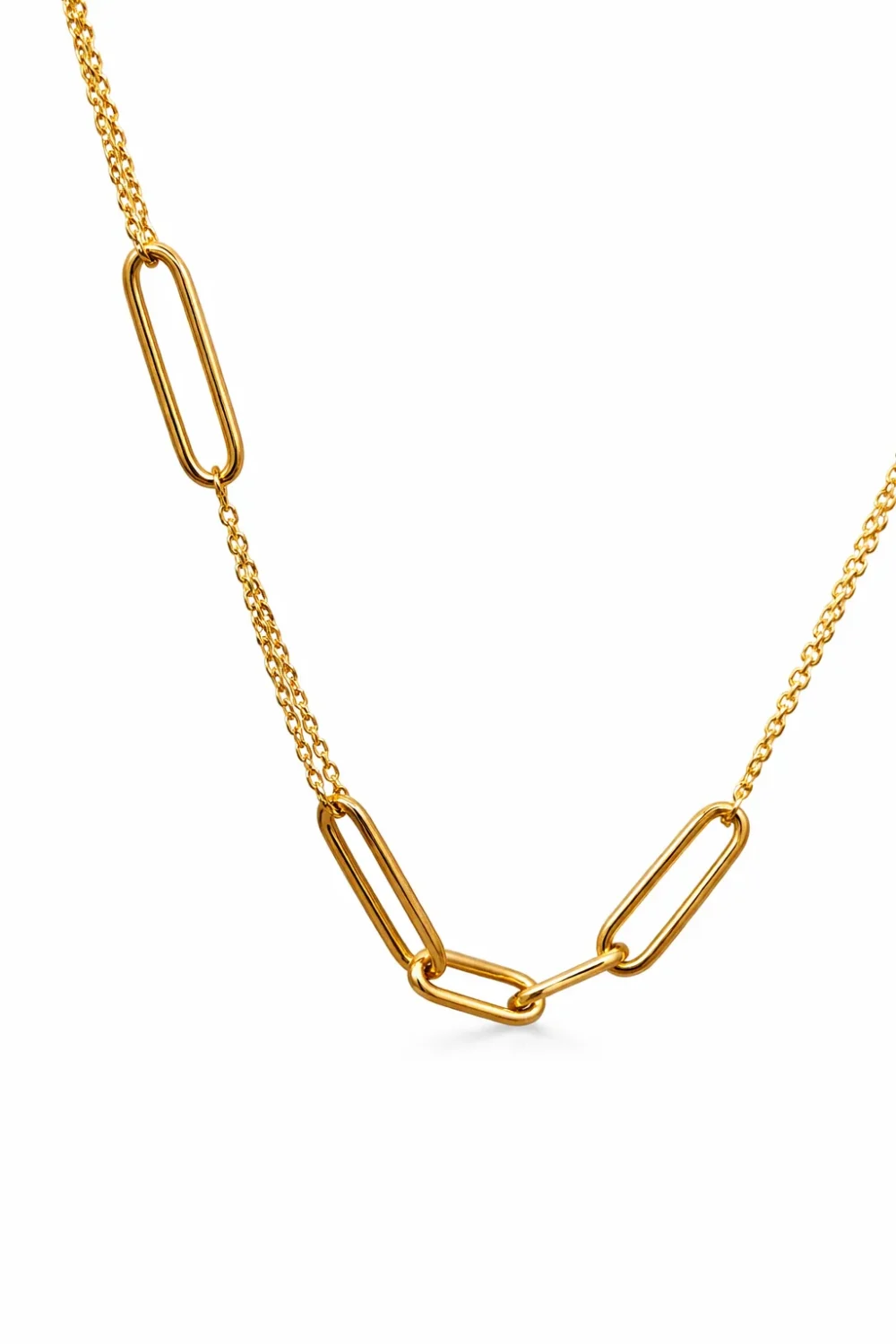 9ct Yellow Gold Paperclip Style Double Trace Necklace 45cm with Parrot Clasp - X6FORNB10606