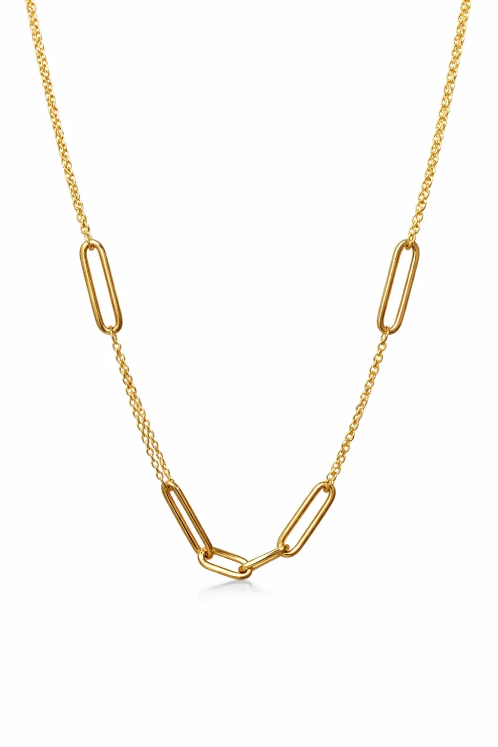 9ct Yellow Gold Paperclip Style Double Trace Necklace 45cm with Parrot Clasp - X6FORNB10606