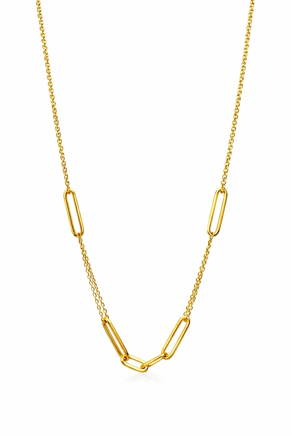 9ct Yellow Gold Paperclip Style Double Trace Necklace 45cm with Parrot Clasp - X6FORNB10606