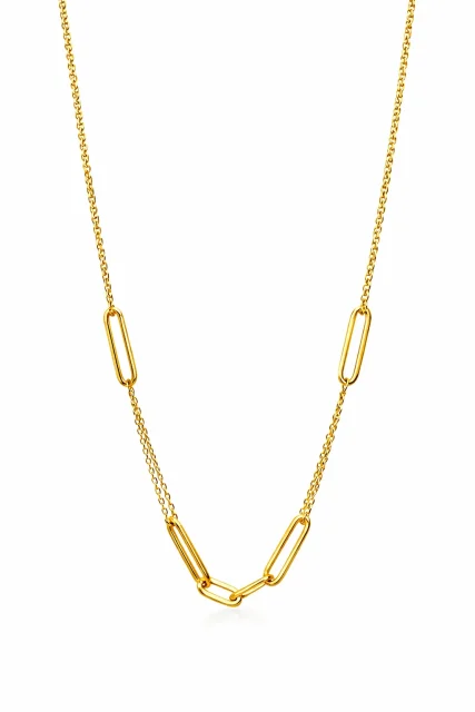 9ct Yellow Gold Paperclip Style Double Trace Necklace 45cm with Parrot Clasp - X6FORNB10606