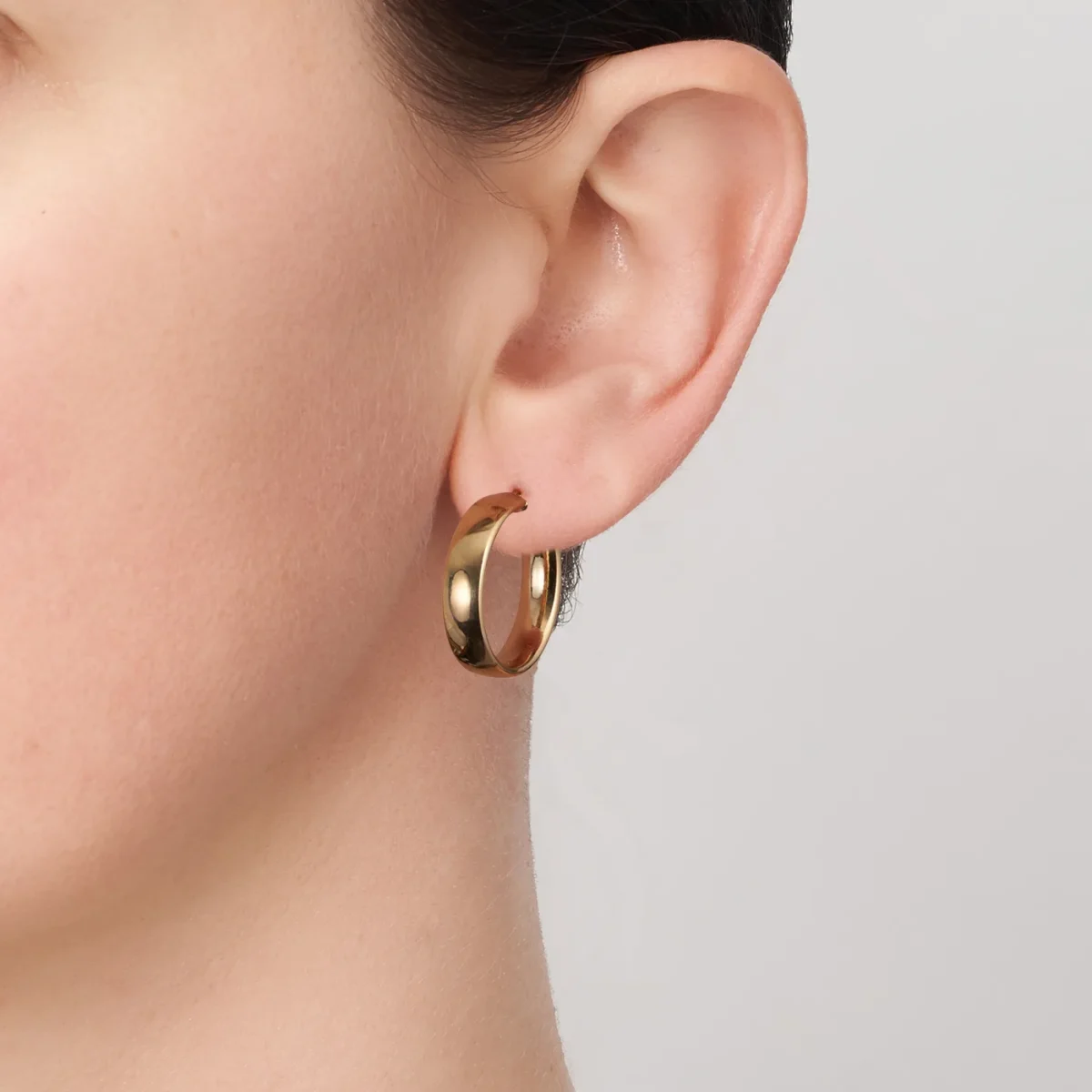 9ct Yellow Gold Parini 5.8mm Flat Width, 20mm Diameter Hoop Earrings