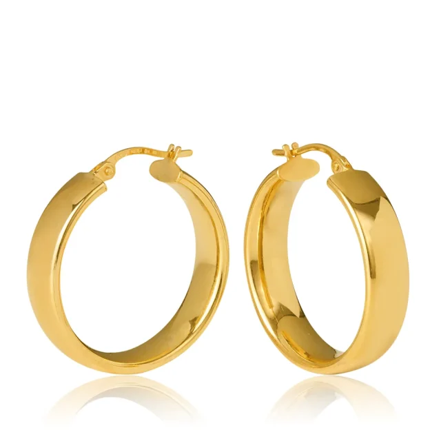 9ct Yellow Gold Parini 5.8mm Flat Width, 20mm Diameter Hoop Earrings