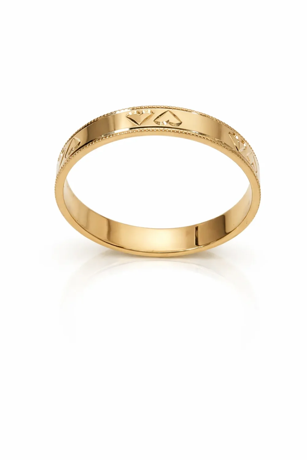 9ct Yellow Gold Patterned Court Ring 4mm - F1399/4
