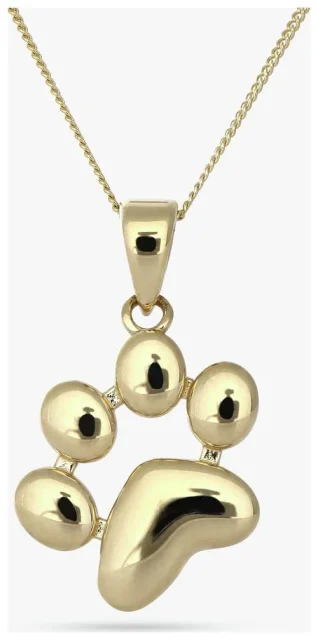 9ct Yellow Gold Paw Print Pendant, 21mm x 13mm, with a Smooth Polished Finish - 5P0322