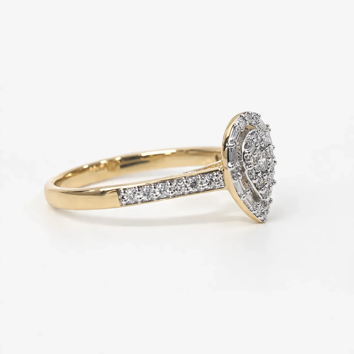 9ct Yellow Gold Pear Shape Diamond Cluster Ring 0.35ct Natural Diamonds- AURG800
