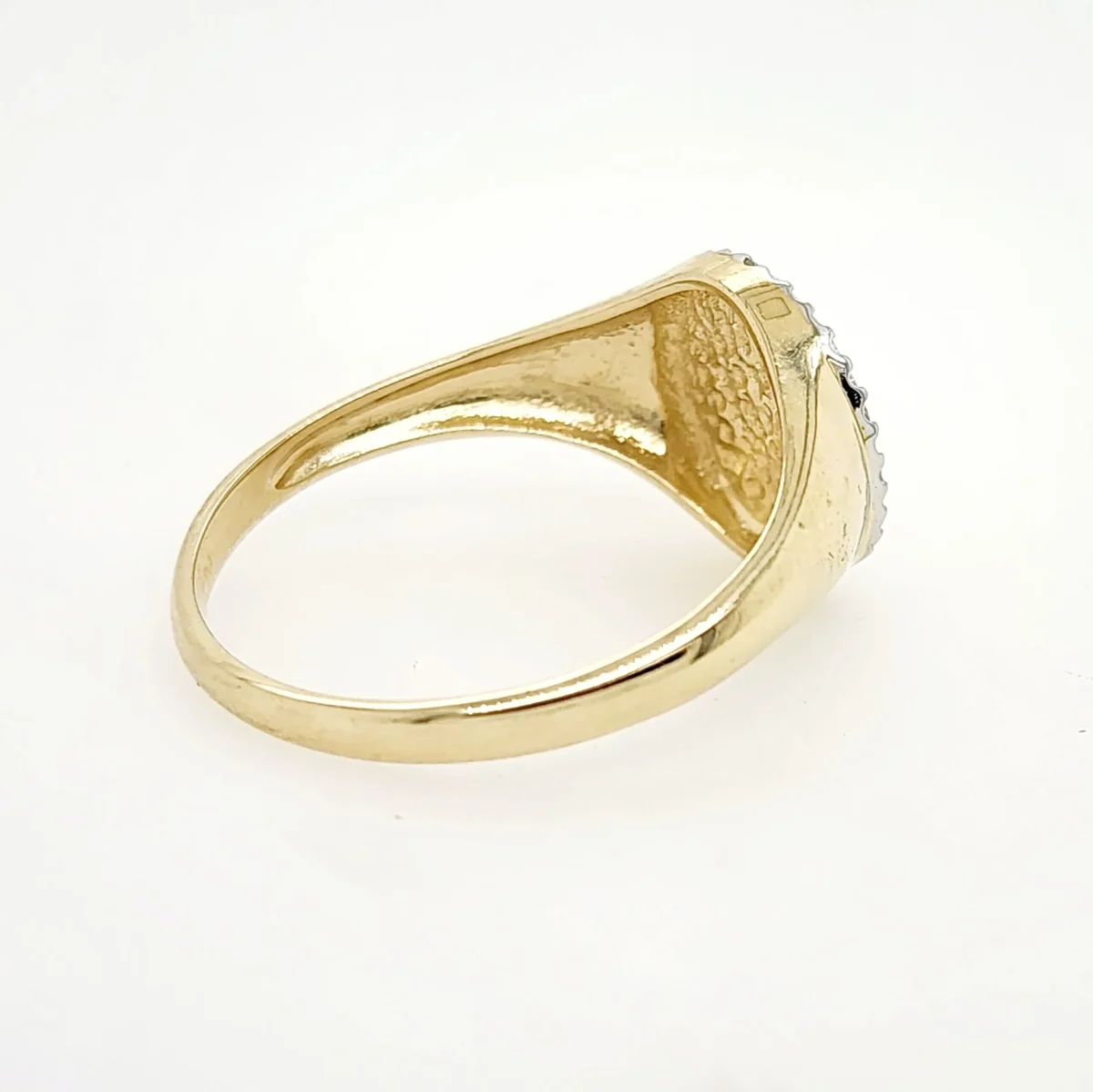 9ct Yellow Gold Pinky Signet Ring with Diamond Halo - D15071-9YG