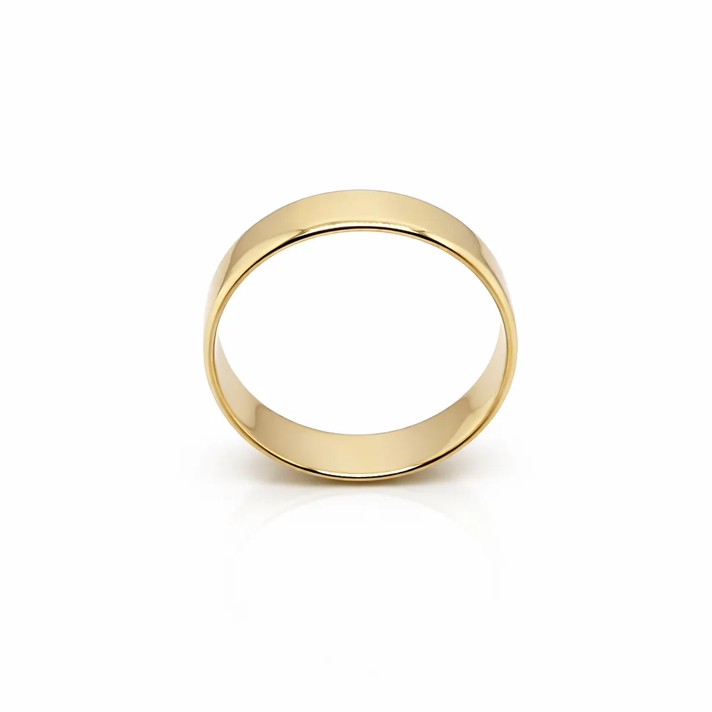 9ct Yellow Gold Plain Flat Profile Wedding Band – 5mm Bevelled Edge