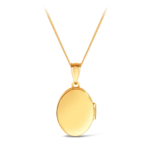 9ct Yellow Gold plain Oval Locket Pendant