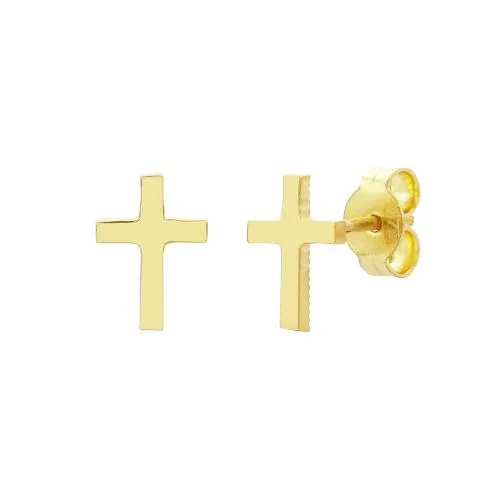 9ct Yellow Gold Polished Cross Stud Earrings - 5ER0403
