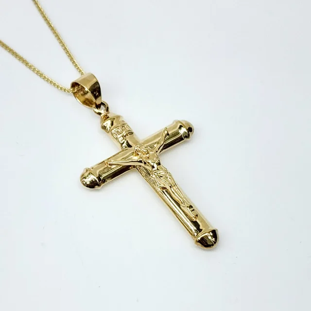 9ct Yellow Gold Polished Crucific 26mm Wide Pendant