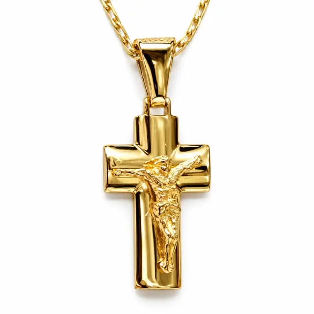 9ct Yellow Gold Polished Crucific Cross Pendant 12mm Wide