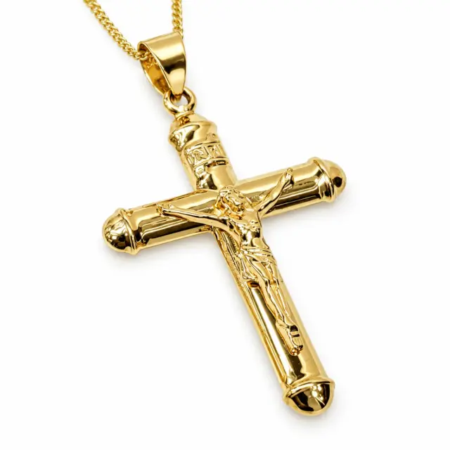 9ct Yellow Gold Polished Crucifix 26mm Wide Pendant