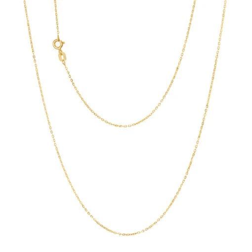9ct Yellow Gold Puff Heart pendant with 9ct Gold Cable Link Chain