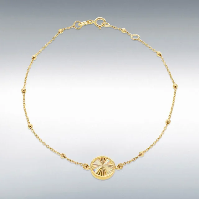 9ct Yellow Gold Rainbow Circle Adjustable Trace and Ball Bracelet 18cm-19cm
