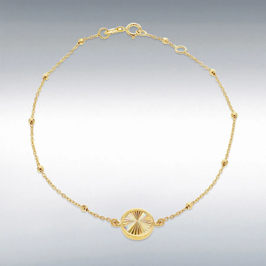 9ct Yellow Gold Rainbow Circle Adjustable Trace and Ball Bracelet 18cm-19cm