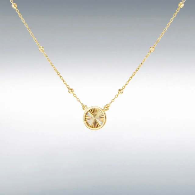 9ct Yellow Gold Rainbow Circle Adjustable Trace and Ball Necklace – 43cm to 46cm