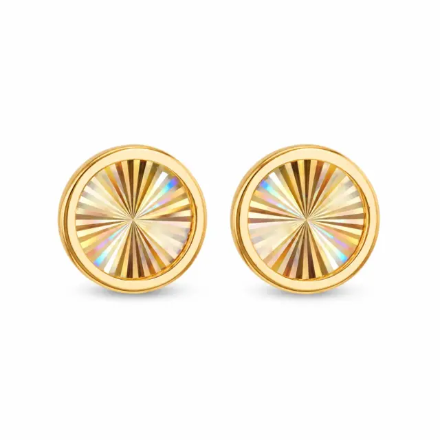 9ct Yellow Gold Rainbow Circle Stud Earrings – 8mm x 8mm