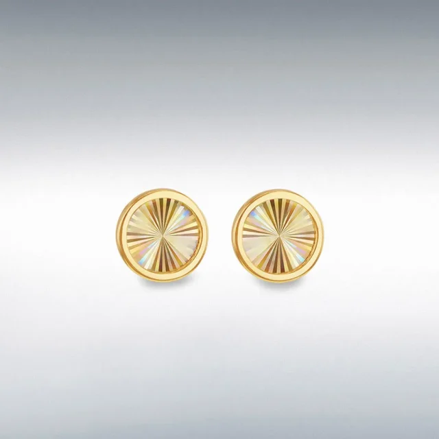 9ct Yellow Gold Rainbow Circle Stud Earrings – 8mm x 8mm