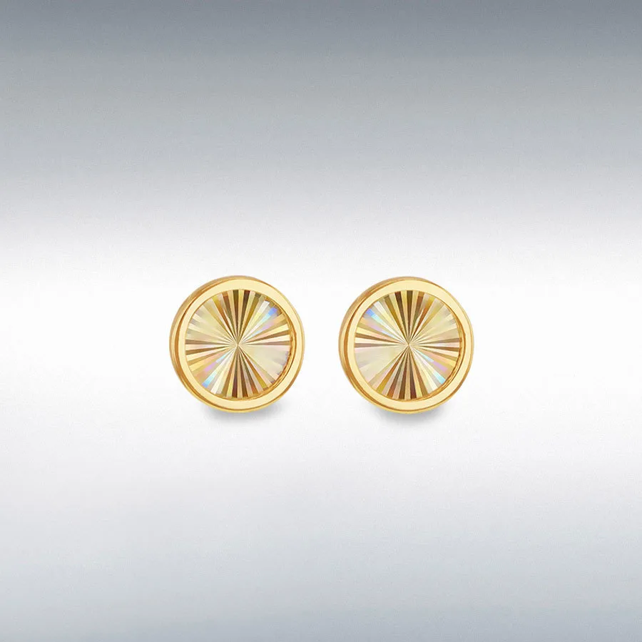 9ct Yellow Gold Rainbow Circle Stud Earrings – 8mm x 8mm