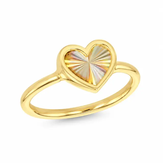 9ct Yellow Gold Rainbow Heart Ring - 1.80.0029