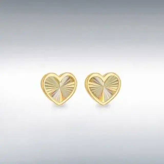 9ct Yellow Gold Rainbow Heart Stud Earrings – 8.5mm x 7mm