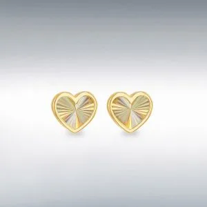 9ct Yellow Gold Rainbow Heart Stud Earrings – 8.5mm x 7mm