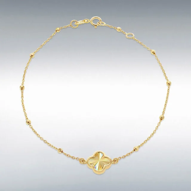 9ct Yellow Gold Rainbow Petal Adjustable Trace and Ball Bracelet 18cm-19cm
