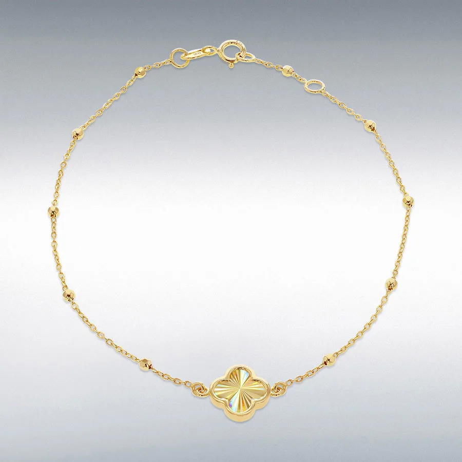 9ct Yellow Gold Rainbow Petal Adjustable Trace and Ball Bracelet 18cm-19cm