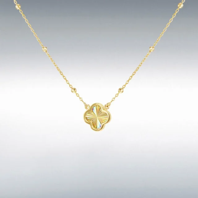 9ct Yellow Gold Rainbow Petal Adjustable Trace and Ball Necklace – 43cm to 46cm
