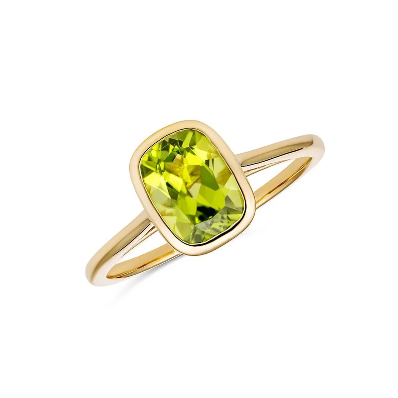 9ct Yellow Gold Rectangle Peridot Ring - R2015PDC