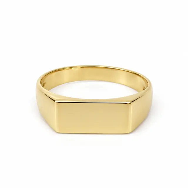 9ct Yellow Gold Rectangle Signet Wedding / Dress Ring - D6413MOD9Y