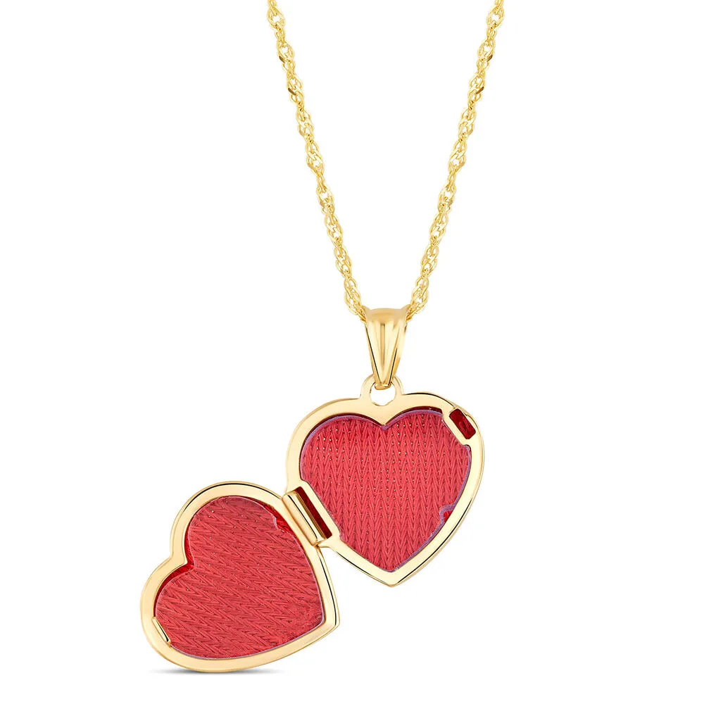 9ct Yellow Gold Ribbed Heart Locket