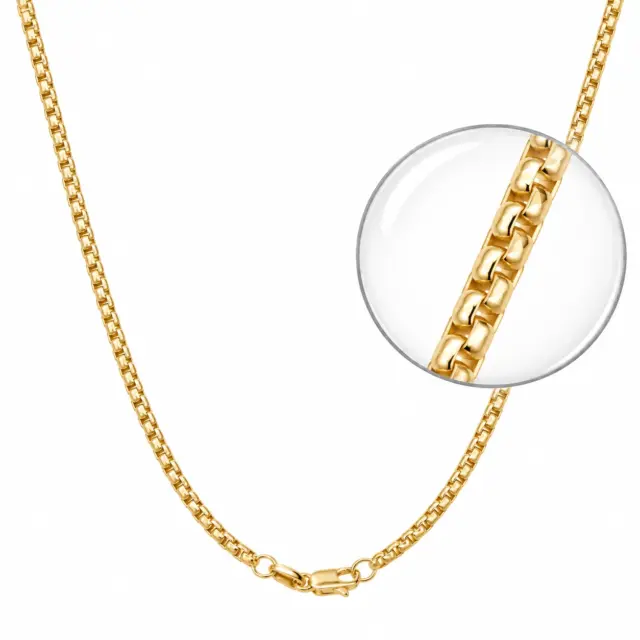 9ct Yellow Gold Rounded Diamond Cut Box Chain 1.70mm – Italian Made - 9CTBOXED