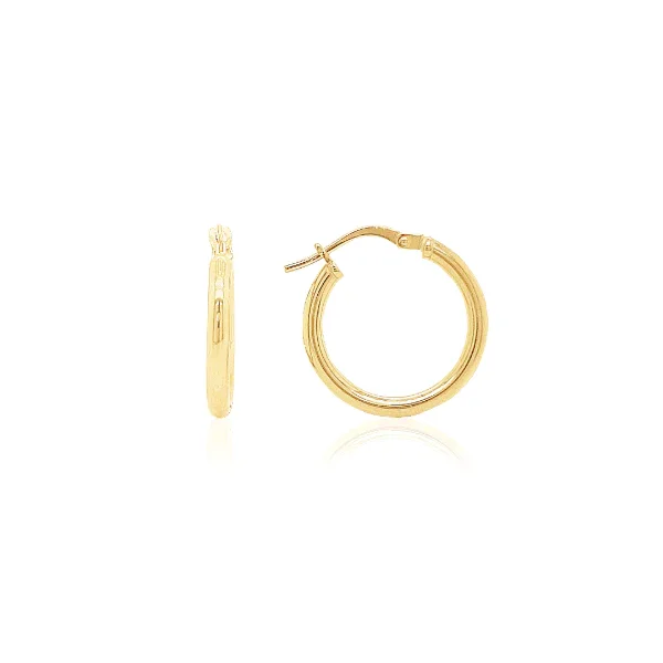 9ct Yellow Gold Silver Filled 15mm Diameter Hoop Earrings