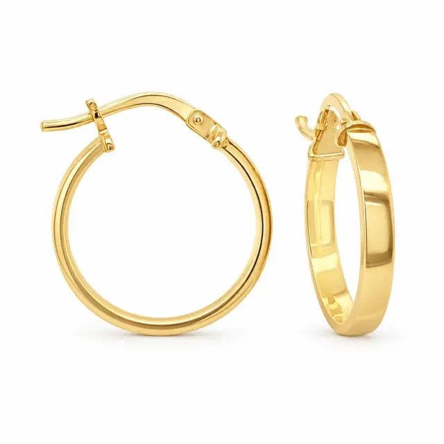 9ct Yellow Gold Silver Filled 15mm Diameter Square Hoop Earring