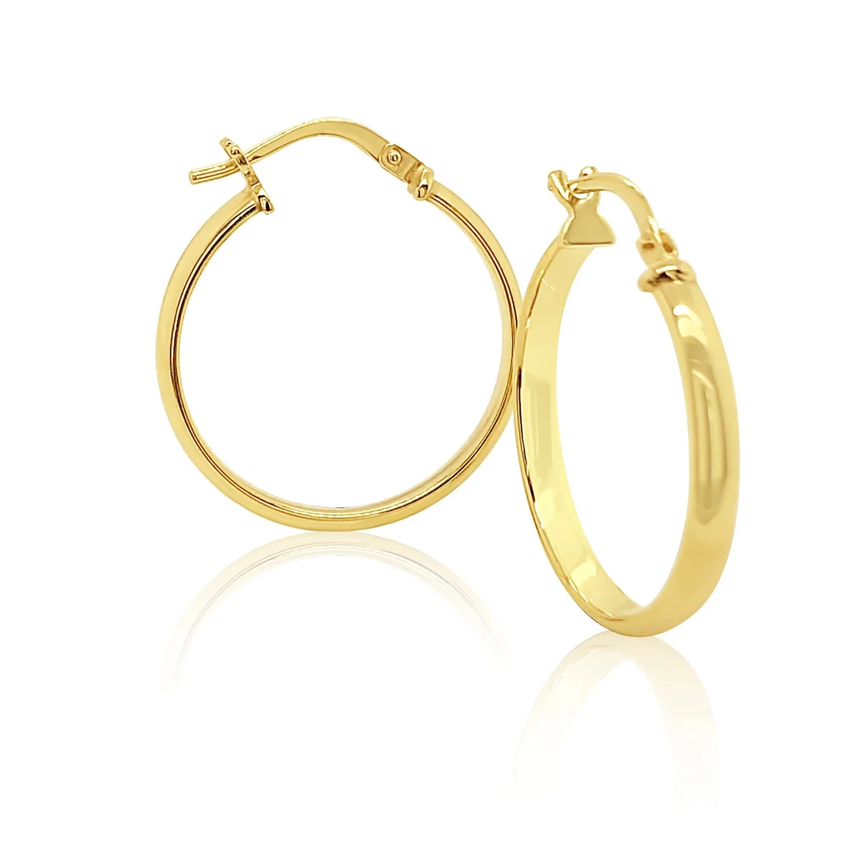 9ct Yellow Gold Silver Filled 20mm Diameter Half Round Hoop Earring