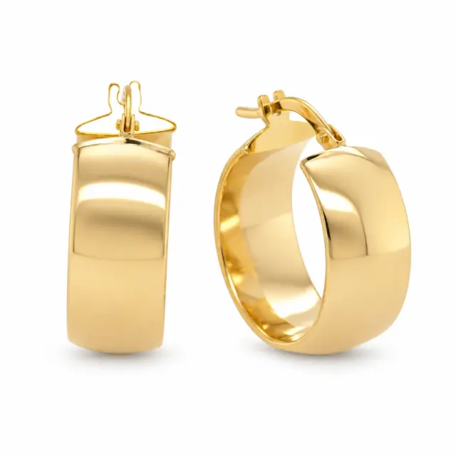 9ct Yellow Gold Silver Filled Comfort Fit 15mm Diameter Hoop Earrings